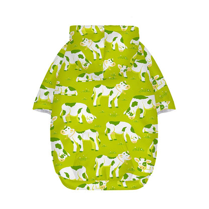Cute Smiley Cow Pattern Print Dog Zip Up Hoodie