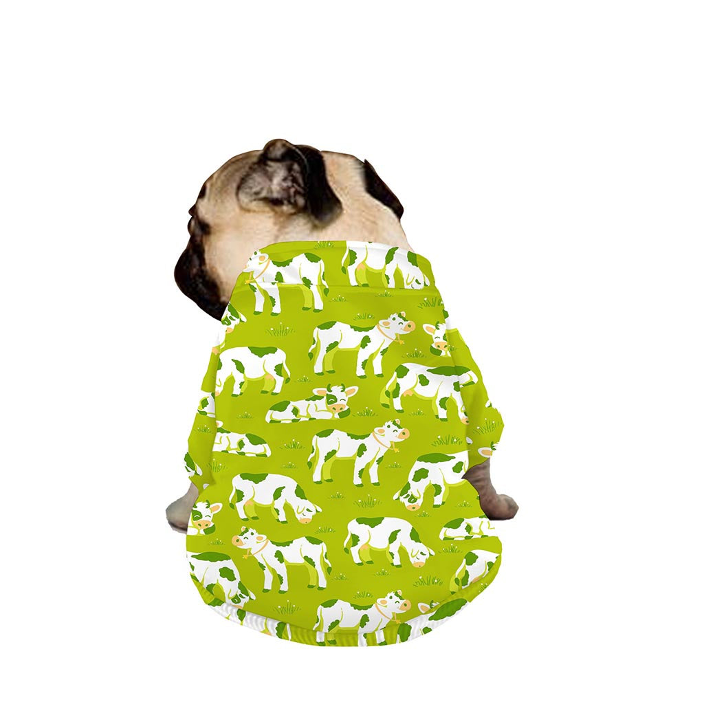 Cute Smiley Cow Pattern Print Dog Zip Up Jacket