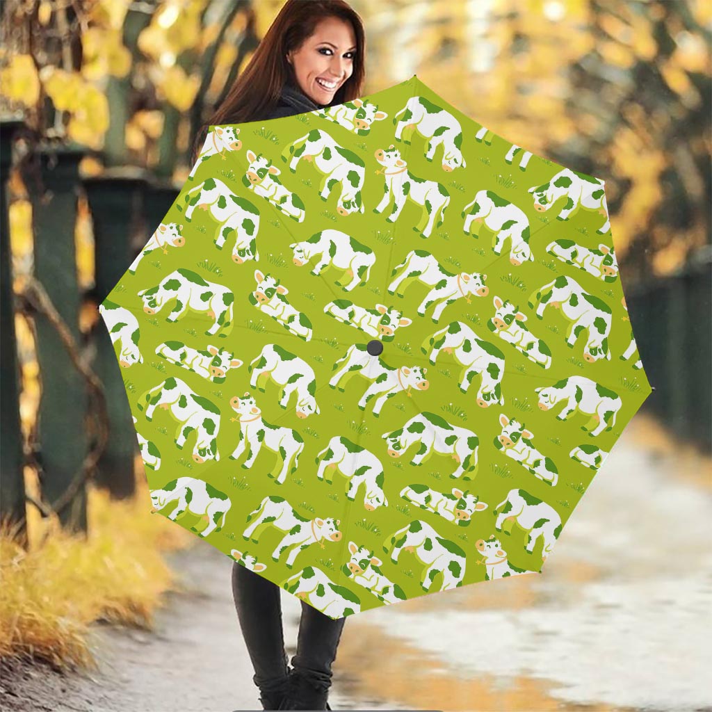 Cute Smiley Cow Pattern Print Foldable Umbrella