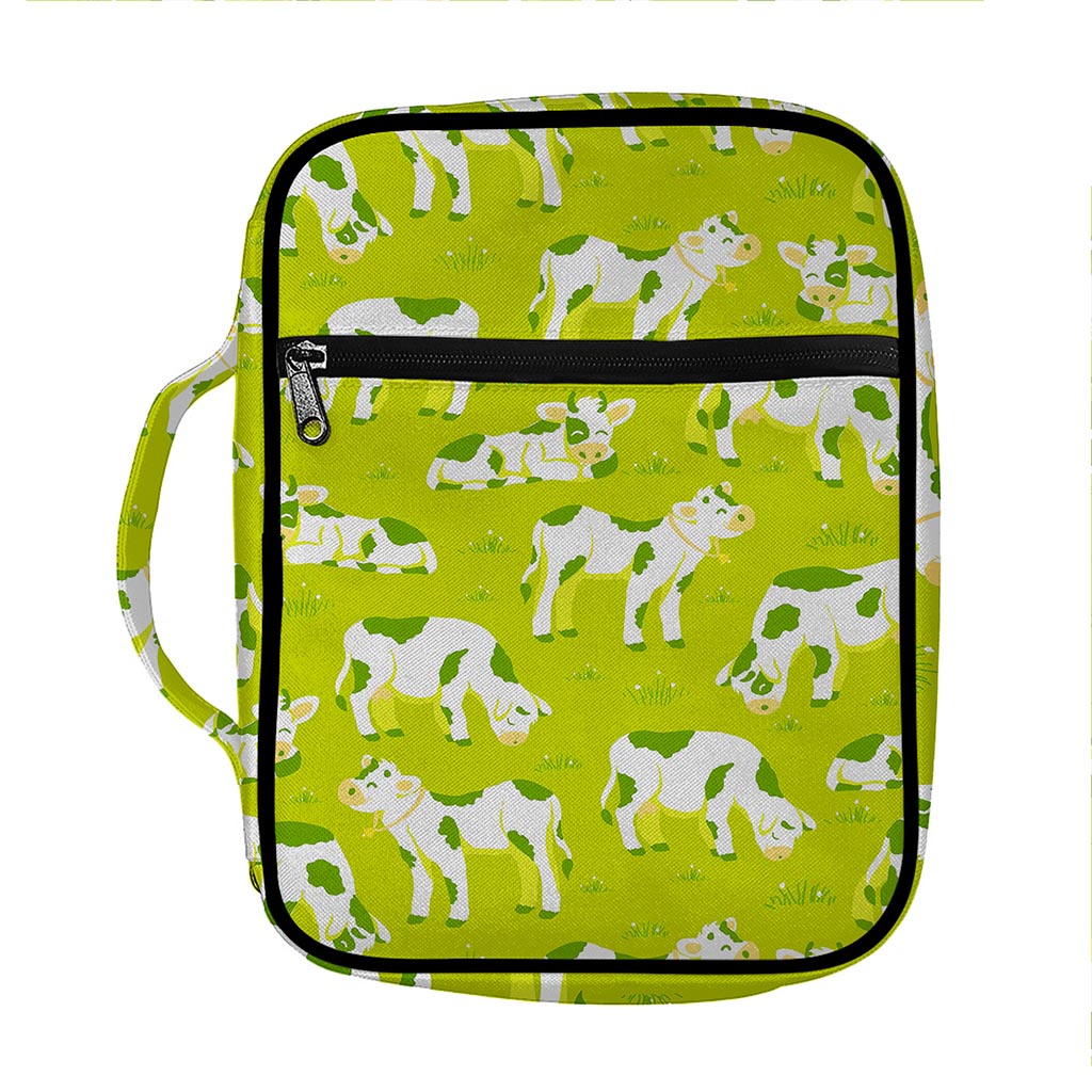 Cute Smiley Cow Pattern Print Front Pocket Bible Bag