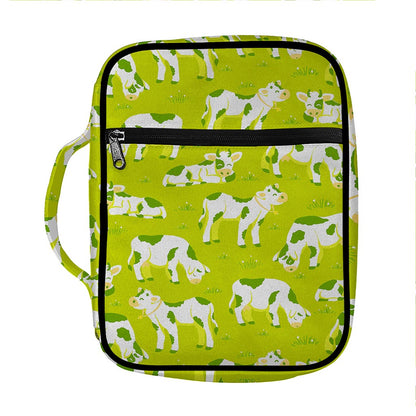 Cute Smiley Cow Pattern Print Front Pocket Bible Bag
