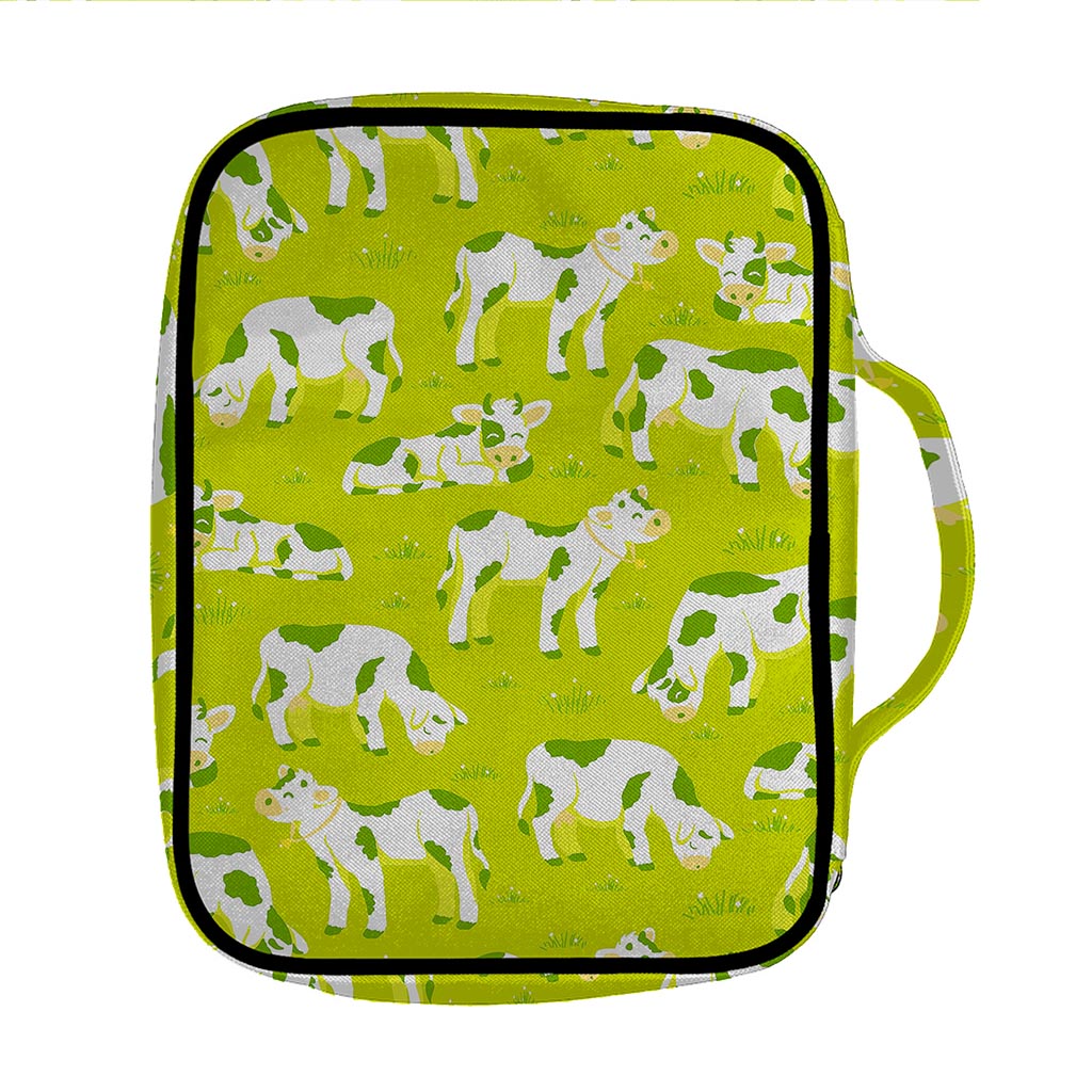 Cute Smiley Cow Pattern Print Front Pocket Bible Bag