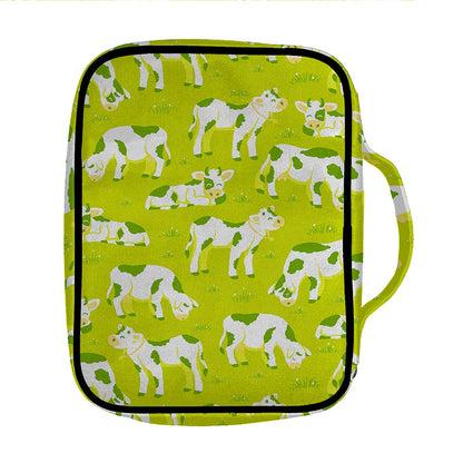 Cute Smiley Cow Pattern Print Front Pocket Bible Bag