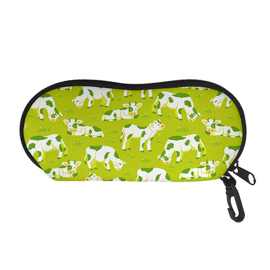 Cute Smiley Cow Pattern Print Glasses Case