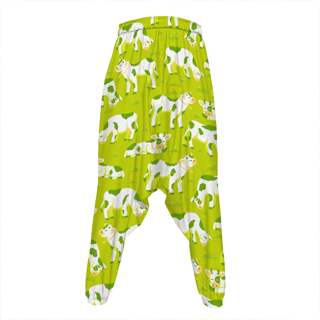 Cute Smiley Cow Pattern Print Hammer Pants
