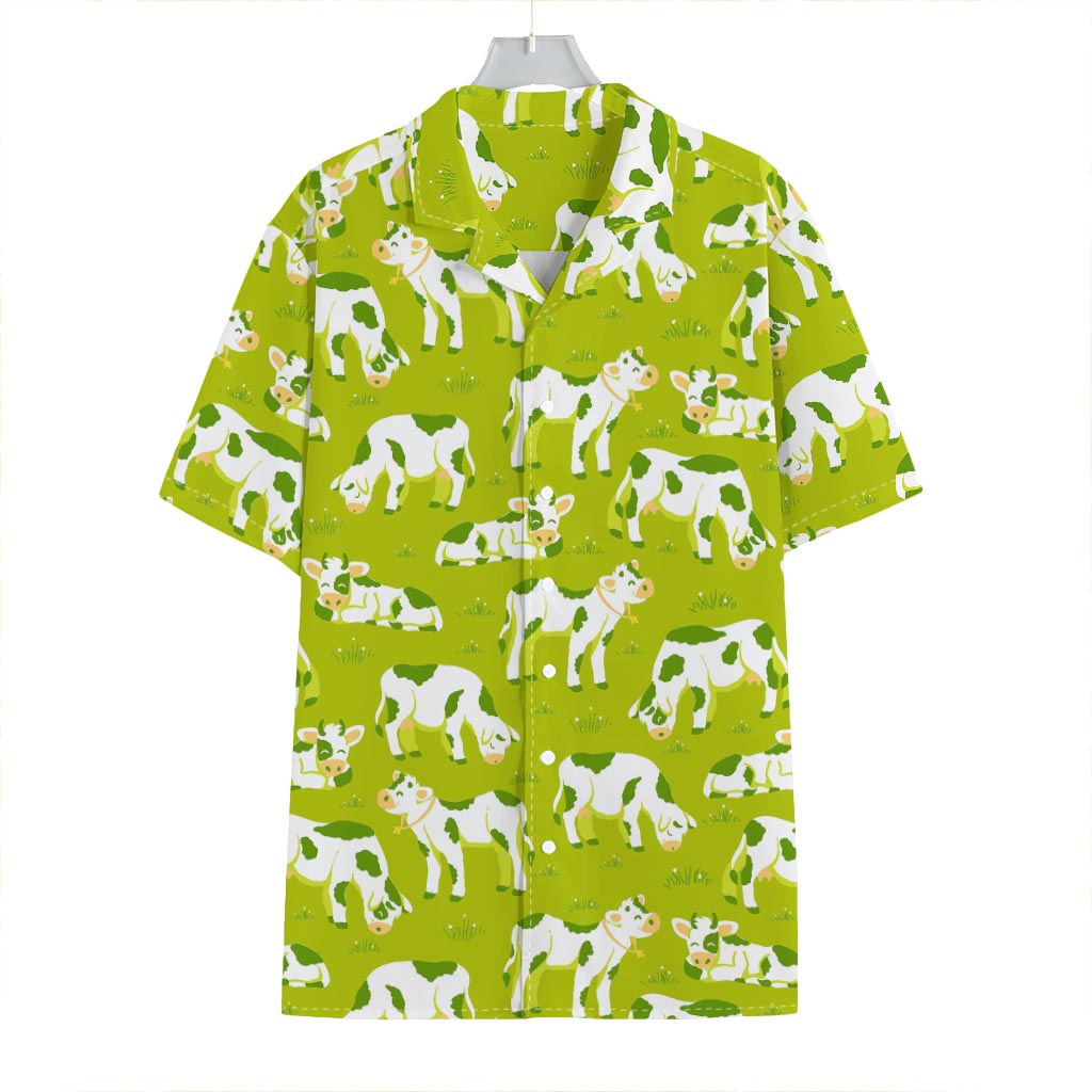 Cute Smiley Cow Pattern Print Hawaiian Shirt