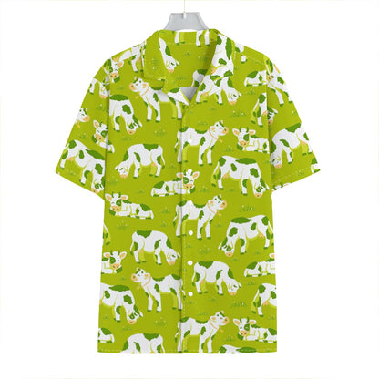 Cute Smiley Cow Pattern Print Hawaiian Shirt