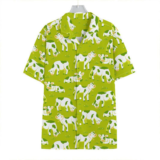 Cute Smiley Cow Pattern Print Hawaiian Shirt