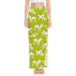 Cute Smiley Cow Pattern Print High Slit Maxi Skirt