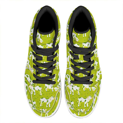 Cute Smiley Cow Pattern Print High Top Leather Sneakers
