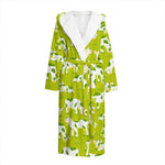 Cute Smiley Cow Pattern Print Hooded Bathrobe