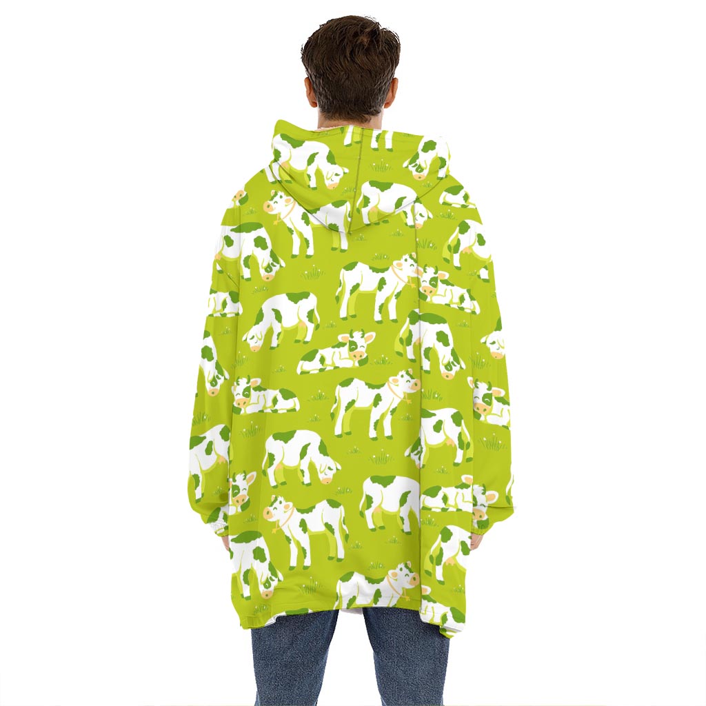 Cute Smiley Cow Pattern Print Hoodie Blanket