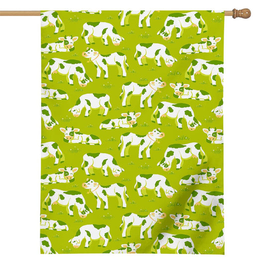 Cute Smiley Cow Pattern Print House Flag