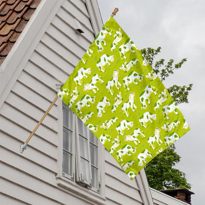 Cute Smiley Cow Pattern Print House Flag