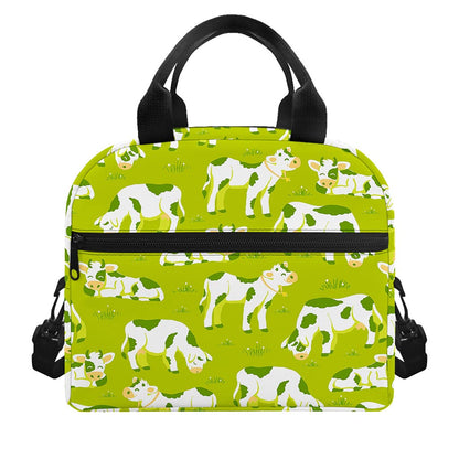Cute Smiley Cow Pattern Print Insulated Lunch Bag