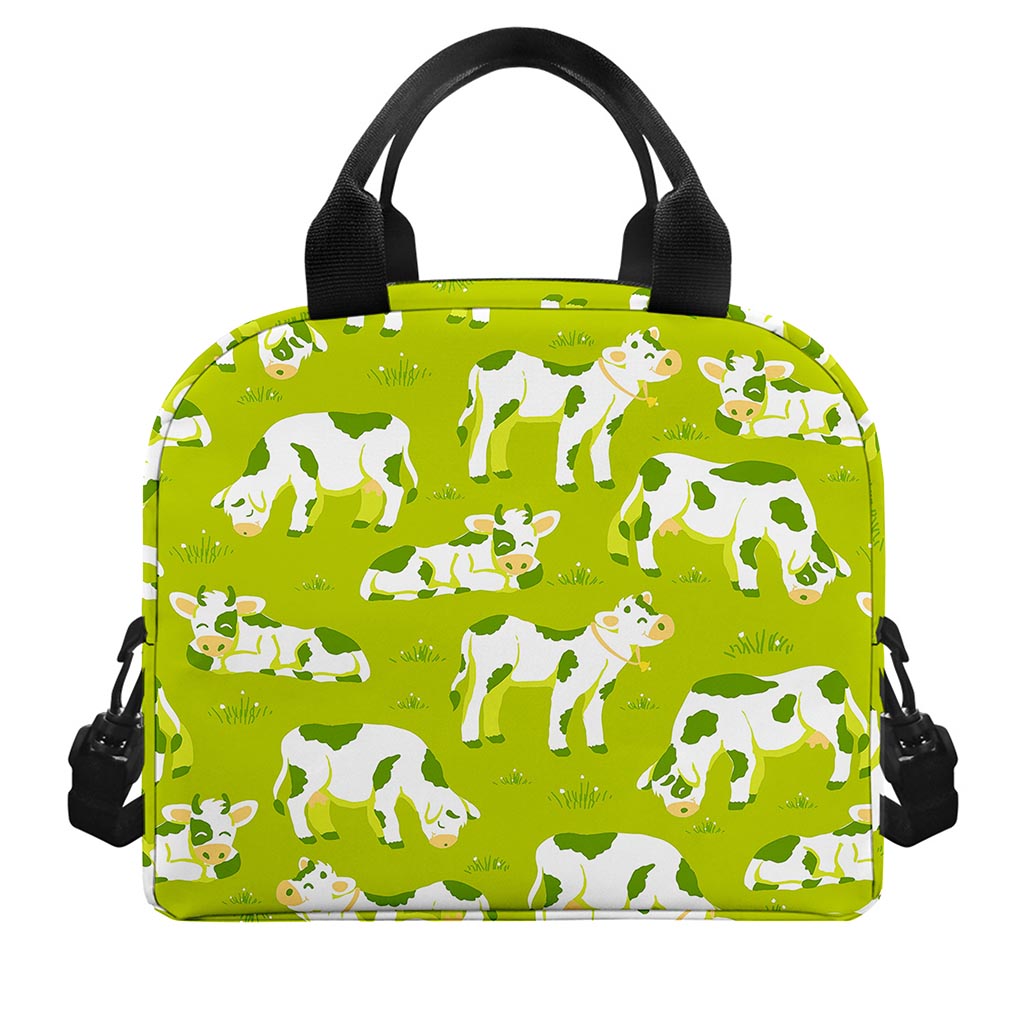 Cute Smiley Cow Pattern Print Insulated Lunch Bag