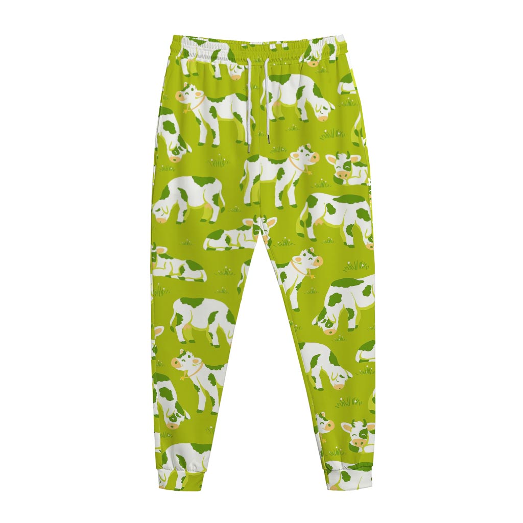 Cute Smiley Cow Pattern Print Jogger Pants