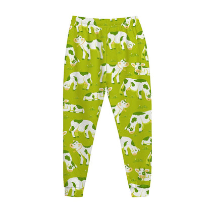 Cute Smiley Cow Pattern Print Jogger Pants