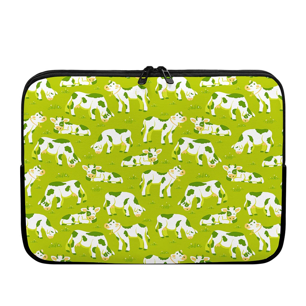 Cute Smiley Cow Pattern Print Laptop Sleeve