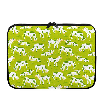 Cute Smiley Cow Pattern Print Laptop Sleeve