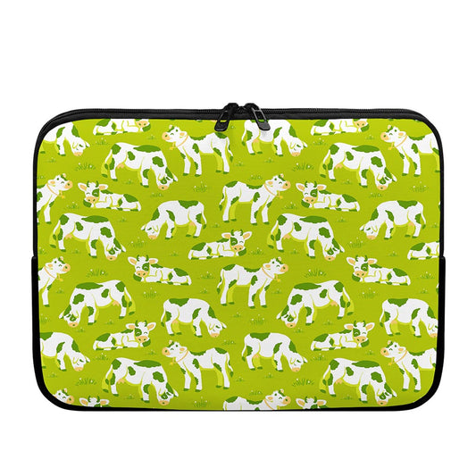 Cute Smiley Cow Pattern Print Laptop Sleeve