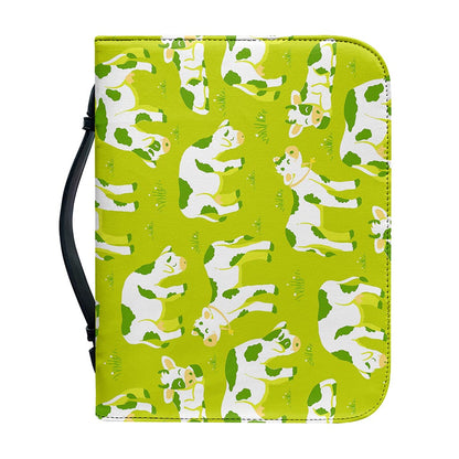 Cute Smiley Cow Pattern Print Leather Bible Cover