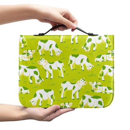 Cute Smiley Cow Pattern Print Leather Bible Cover