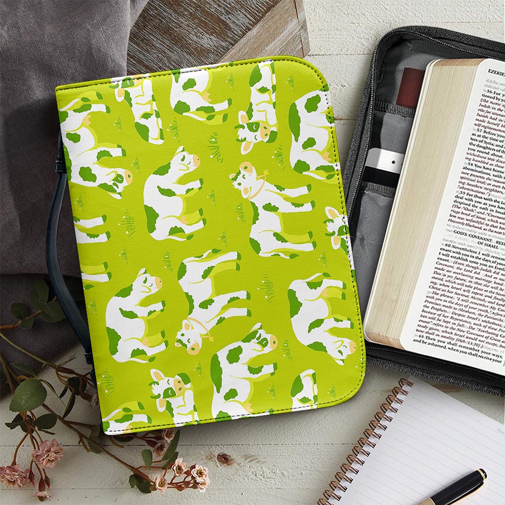 Cute Smiley Cow Pattern Print Leather Bible Cover