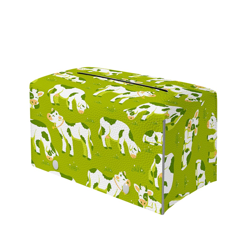 Cute Smiley Cow Pattern Print Leather Tissue Box Cover