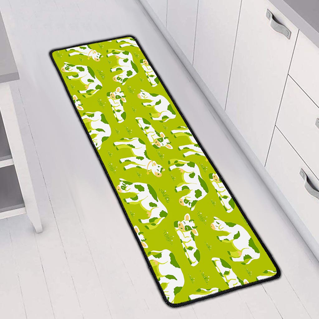 Cute Smiley Cow Pattern Print Long Kitchen Mat