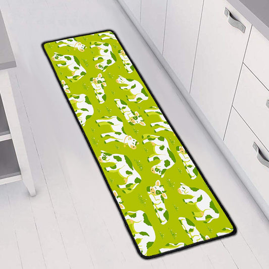 Cute Smiley Cow Pattern Print Long Kitchen Mat