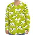 Cute Smiley Cow Pattern Print Long Sleeve Baseball Jersey