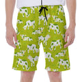 Cute Smiley Cow Pattern Print Men's Beach Shorts
