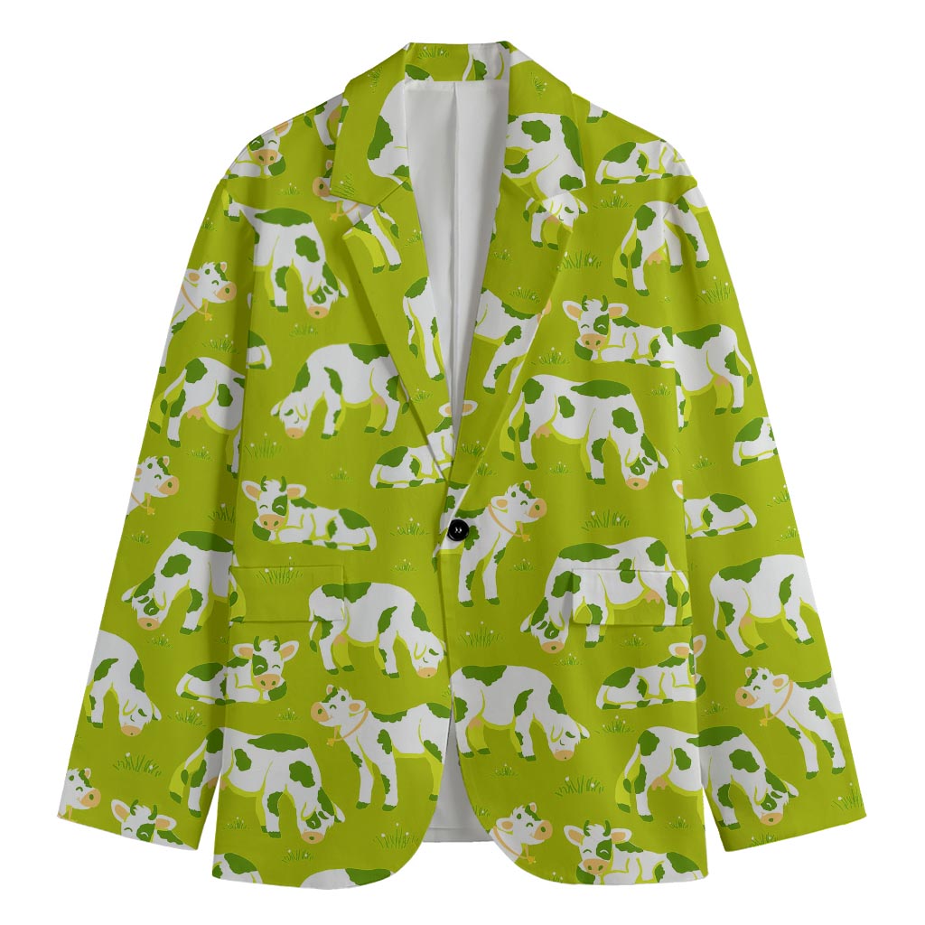 Cute Smiley Cow Pattern Print Men's Blazer