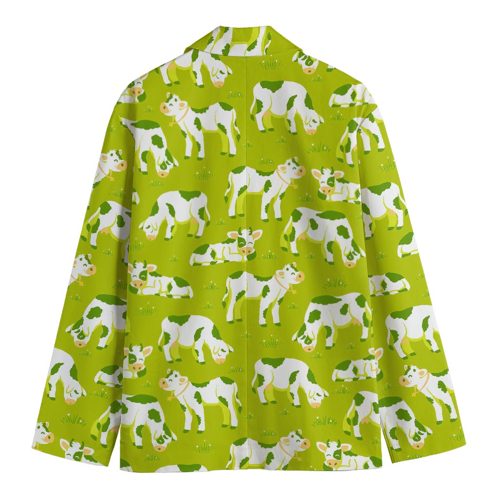 Cute Smiley Cow Pattern Print Men's Blazer