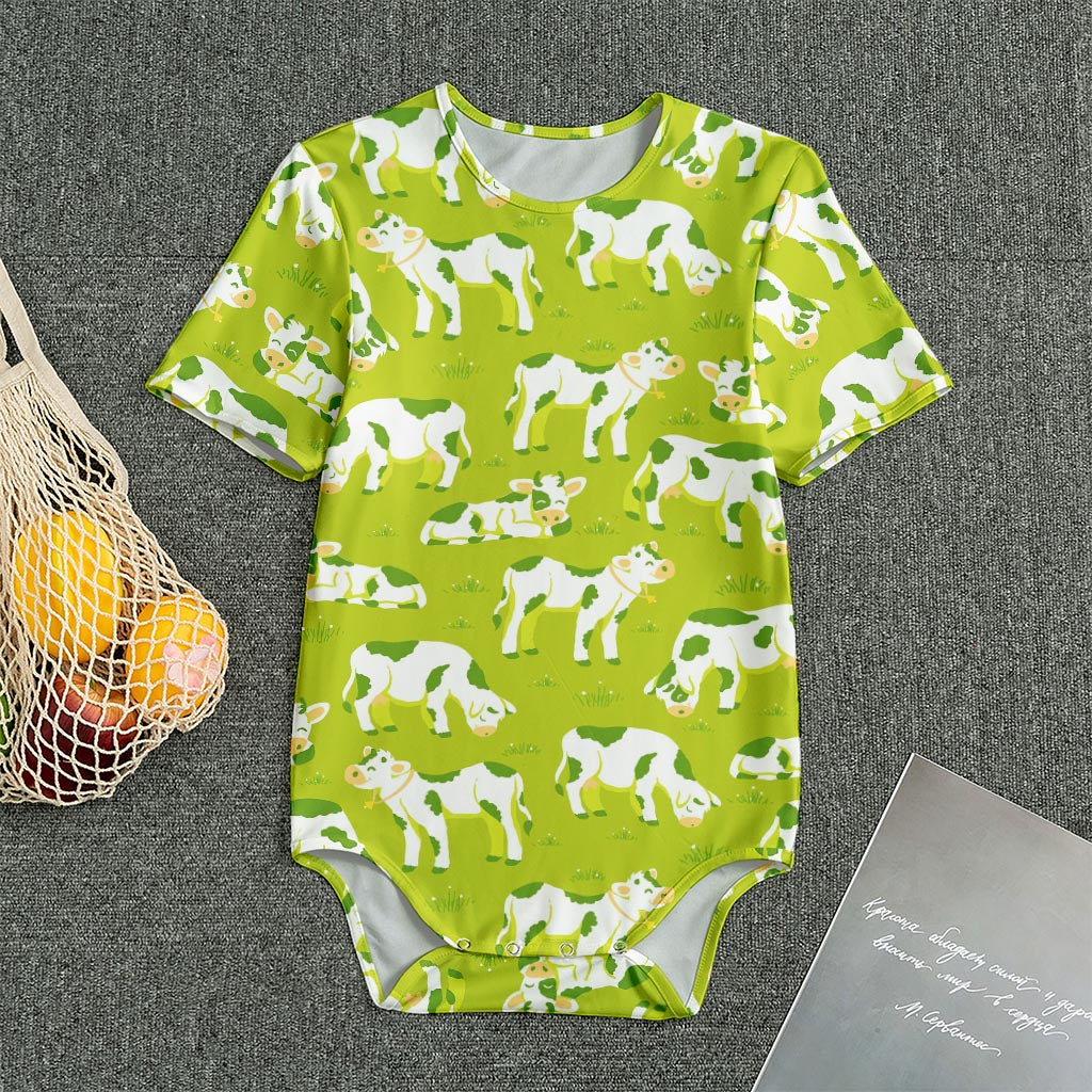 Cute Smiley Cow Pattern Print Men's Bodysuit