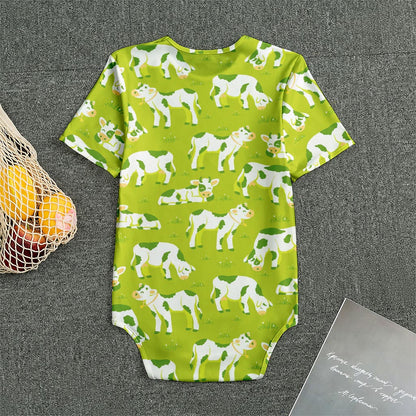 Cute Smiley Cow Pattern Print Men's Bodysuit