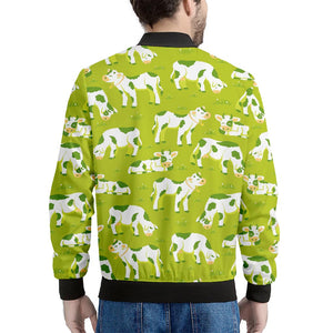 Cute Smiley Cow Pattern Print Men's Bomber Jacket