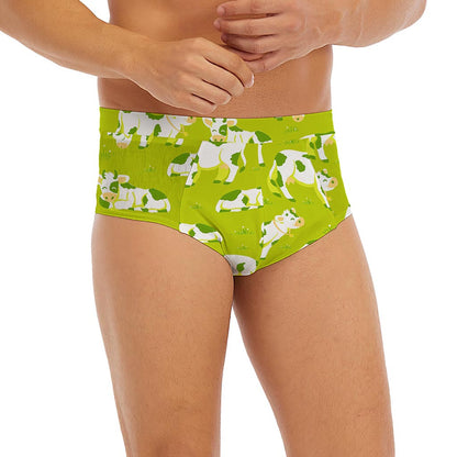 Cute Smiley Cow Pattern Print Men's Briefs