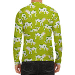Cute Smiley Cow Pattern Print Men's Long Sleeve Rash Guard