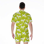 Cute Smiley Cow Pattern Print Men's Rompers