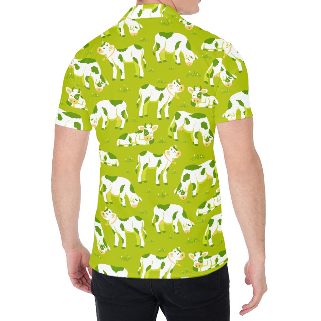 Cute Smiley Cow Pattern Print Men's Shirt
