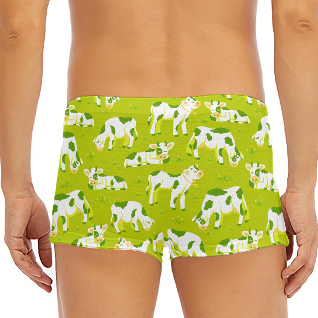 Cute Smiley Cow Pattern Print Men's Short Boxer Briefs