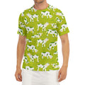 Cute Smiley Cow Pattern Print Men's Short Sleeve Rash Guard