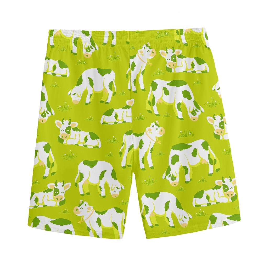 Cute Smiley Cow Pattern Print Men's Sports Shorts