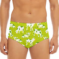 Cute Smiley Cow Pattern Print Men's Triangle Swim Briefs