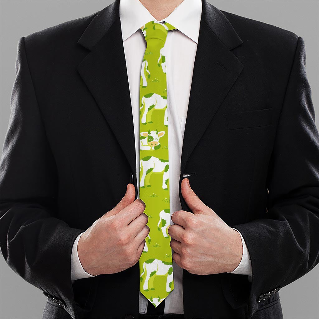Cute Smiley Cow Pattern Print Necktie