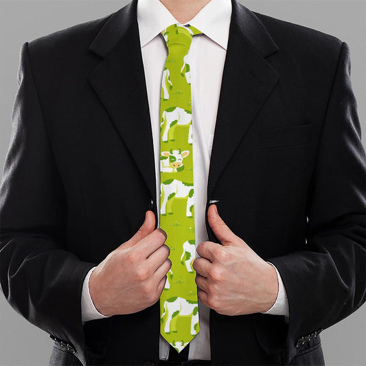 Cute Smiley Cow Pattern Print Necktie