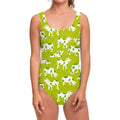 Cute Smiley Cow Pattern Print One Piece Swimsuit
