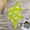 Cute Smiley Cow Pattern Print One Shoulder Bodysuit